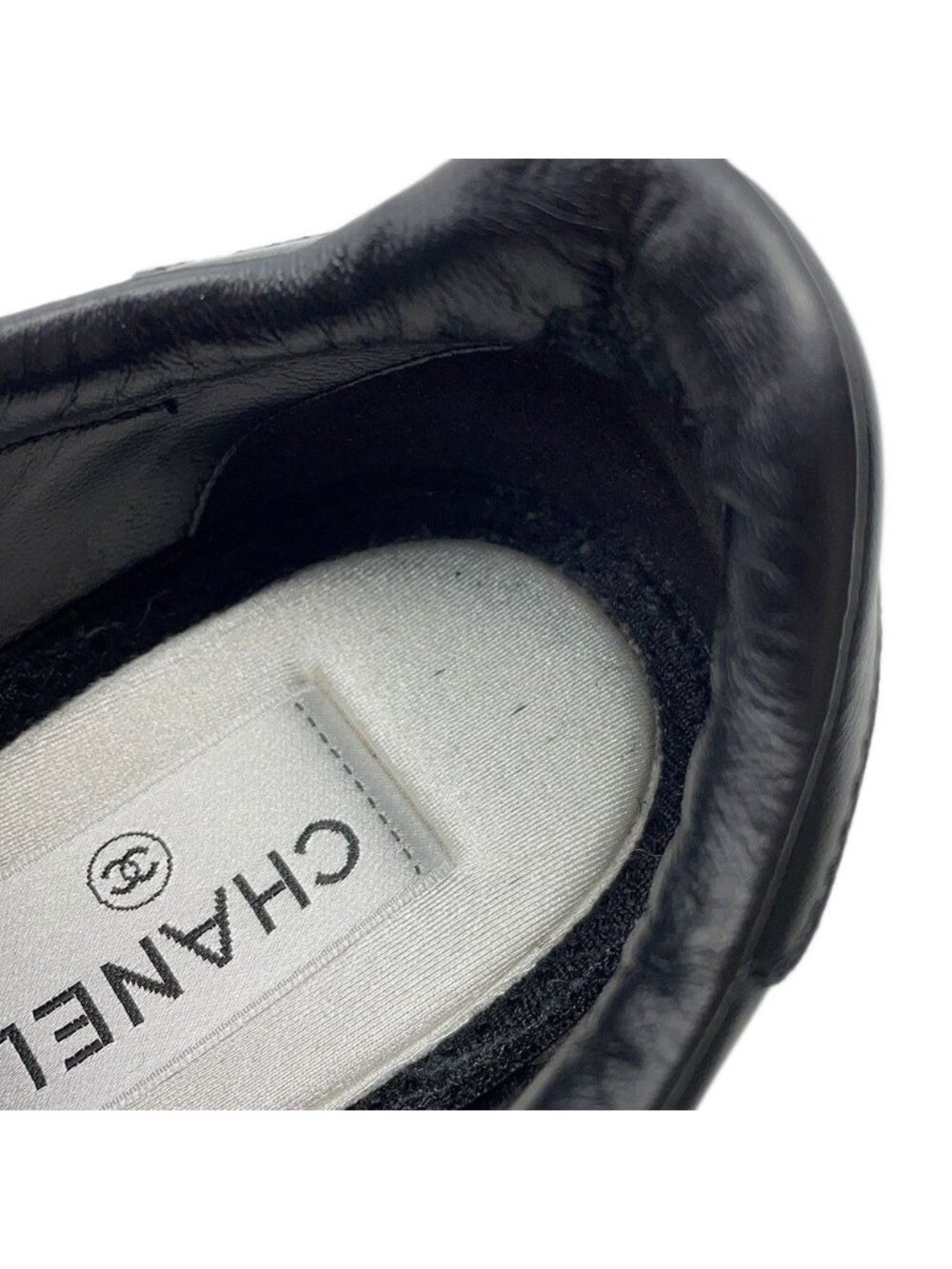 Chanel Sneakers CC Logo 38 Calfskin Shoes Black - Picture 9 of 10
